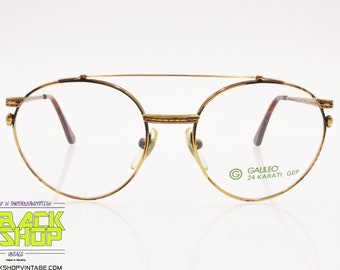 Palladium Galileo Womens Eyeglass Frame 18K Gold VTG Metal Spring Hinge Classic 