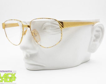 ZAGATO Rare eyeglass frame golden yellow with pop art rims, luxury women frame,  New Old Stock 80s