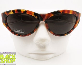 LAURA BIAGIOTTI mod. LAURA 1/S D19 Vintage Sunglasses, women oversize wrap tortoise, New Old Stock