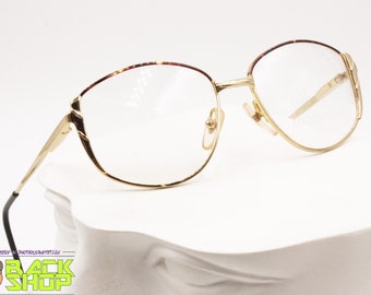 MATCH-POINT Made in Italy Vintage glasses frame, simply lines golden color, New Old Stock