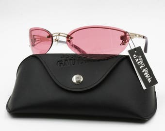 Jean Paul Gaultier 56 - 0072 made in Japan sunglasses womens pink lenses, wrapping sunglasses, New Old Stock