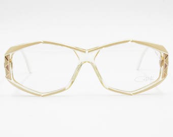 Cazal Vintage Eyeglasses Mod. 312 Col. 192 , Hype unique white and clear, triangular inserts, New Old Stock 80s