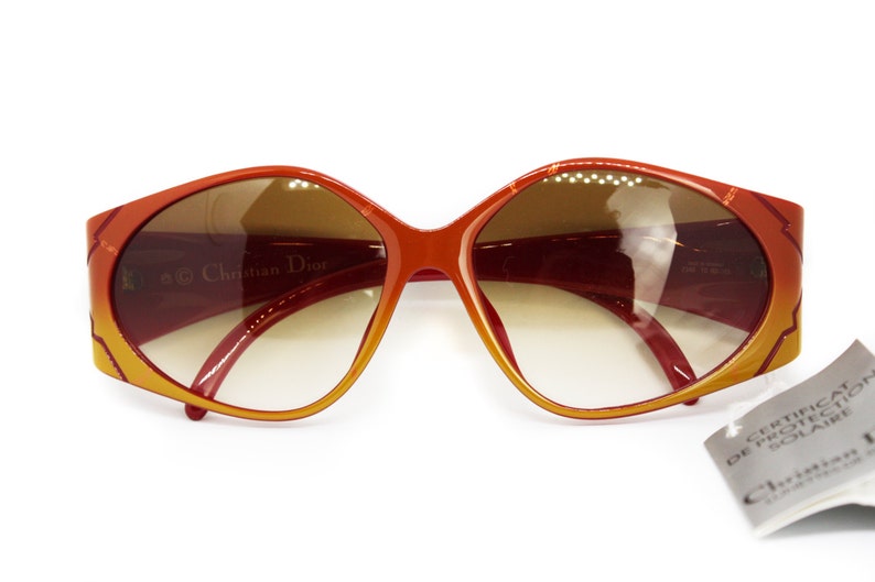 Vintage 80s Deadstock Christian Dior sunglasses mod. 2348 SPACE AGE project , rare and never been worn red & orange tones acetate image 5