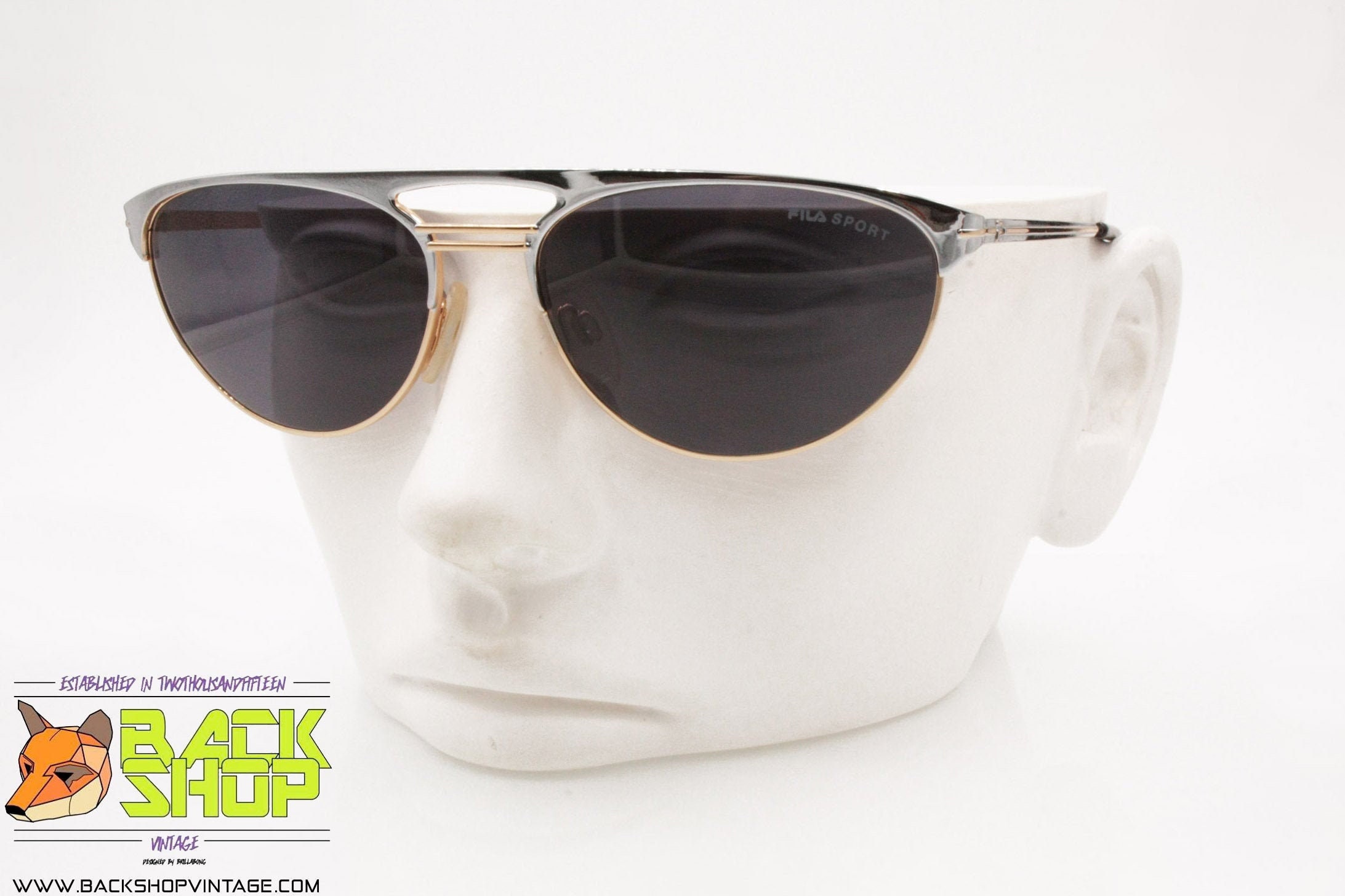 FILA SPORT Vintage Sunglasses Aviator Pilot Men Golden Gunmetal