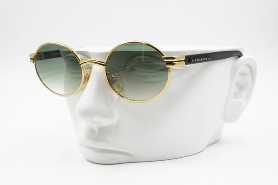 O. MARINES Vintage Round Sunglasses Golden Shiny Black Hip Style Shades New Old Stock 1980s Etsy Ireland