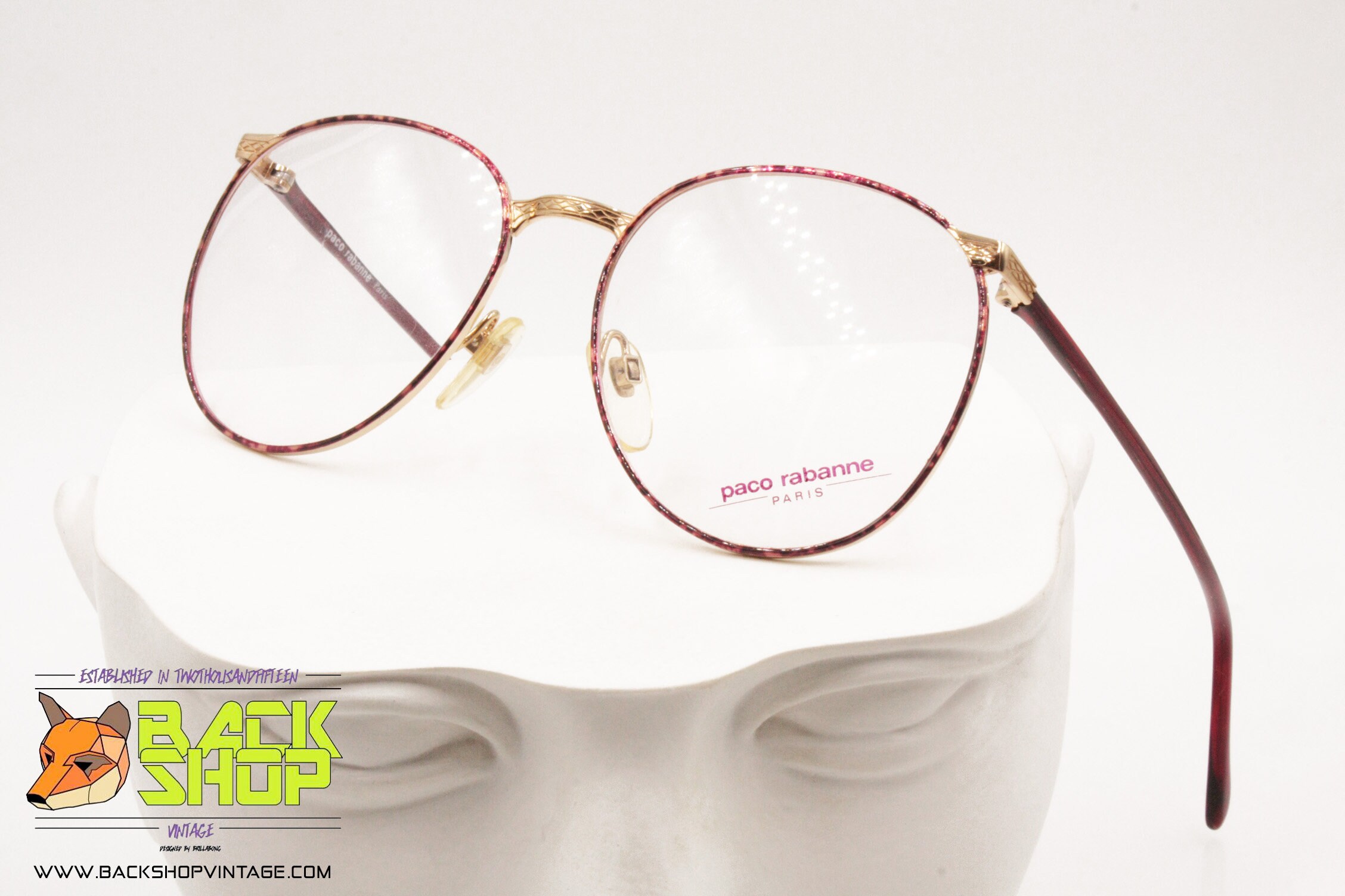 PACO RABANNE Paris monture oversize ronde rubis changeant rouge or monture femme New Old Stock annees 80 Etsy France