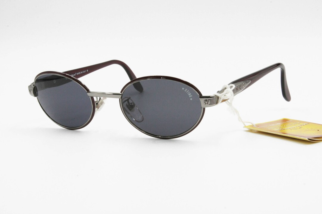 STING Oval Round Sunglasses Melanin Lenses Gunmetal Color Etsy