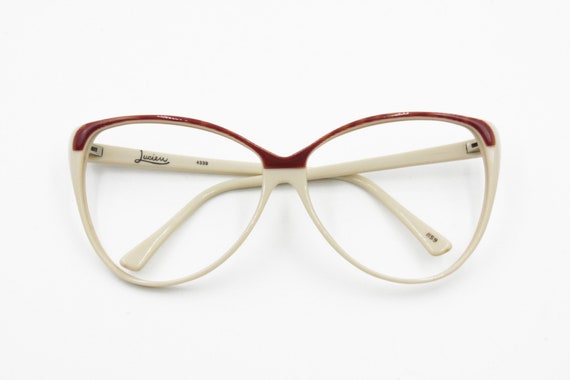 Vintage Cream & Red cat eye frame women by LUCIEN… - image 1