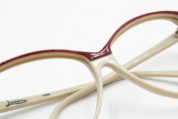 Vintage Cream & Red cat eye frame women by LUCIEN… - image 7