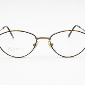 OTTIS DESIGN, Italian 1990s eyeglass frame Golden aged & brown military pattern, semi-ovaloid rims, New Old Stock image 4