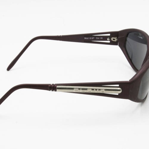 FLOYD made in Italy, biker sunglasses shops total deep violet acetate with metal rustic plaques, wrapping sunglasses, Deadstock