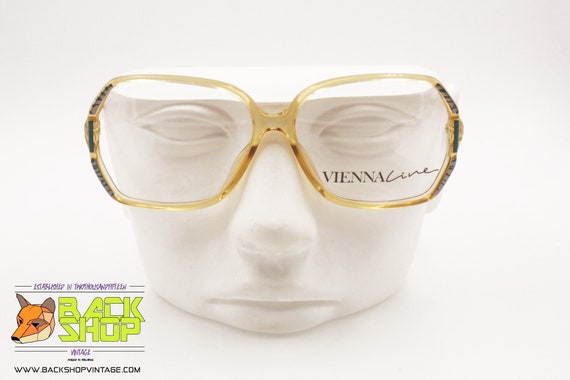 Lunettes Vintage Viennaline 1581 – Monture Carrée Jaune-brun – NOS (neuf Avec étiquettes)