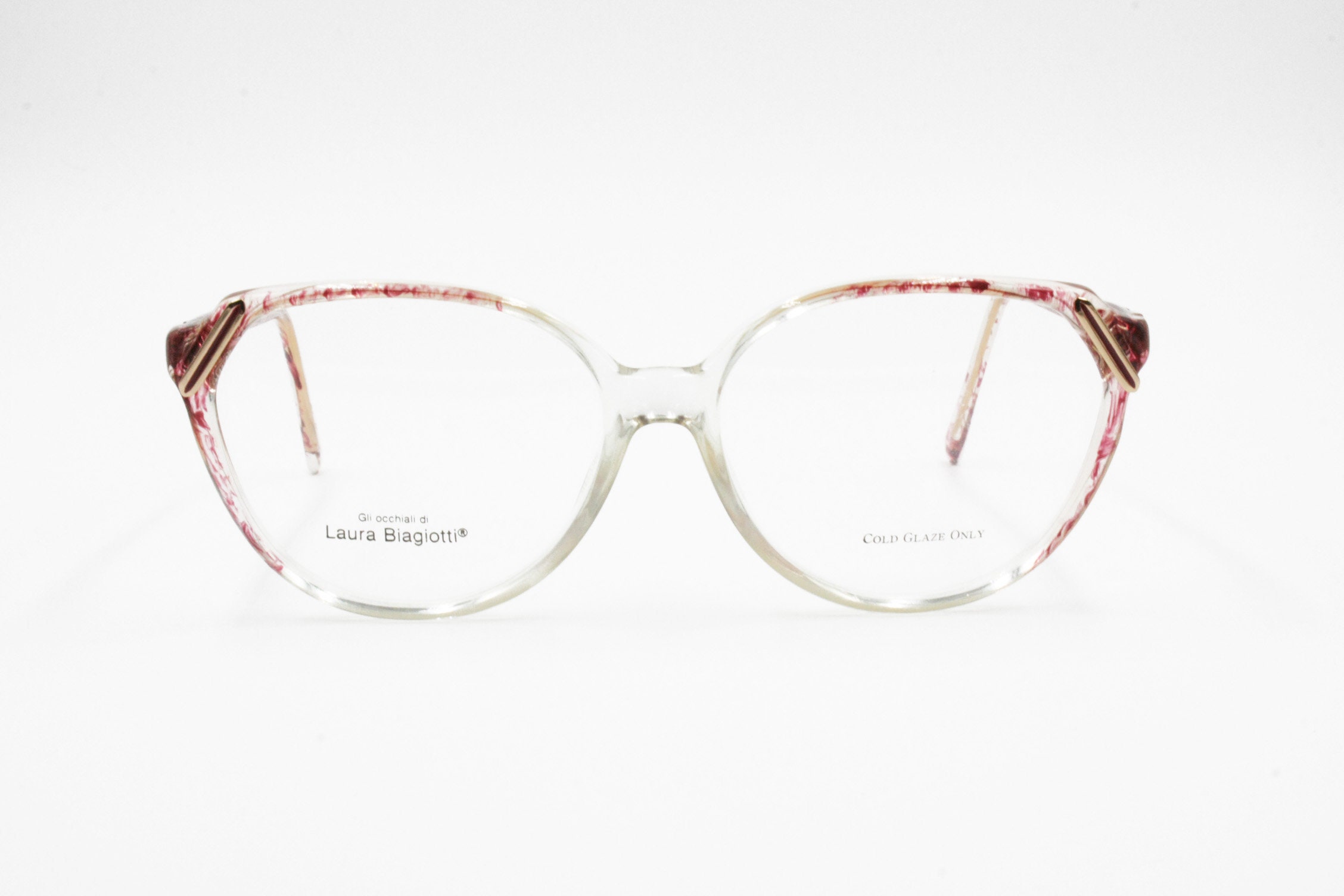 Laura Biagiotti NOS Eyeglass Frame Clear Red Brushed Womens