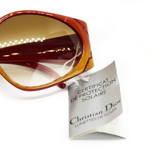 Vintage 80s Deadstock Christian Dior sunglasses mod. 2348 SPACE AGE project , rare and never been worn red & orange tones acetate image 10