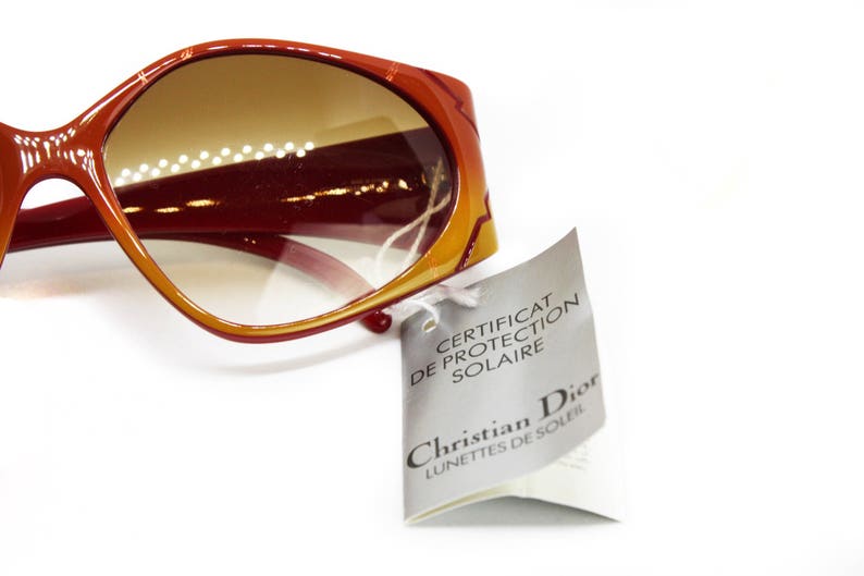 Vintage 80s Deadstock Christian Dior sunglasses mod. 2348 SPACE AGE project , rare and never been worn red & orange tones acetate image 10