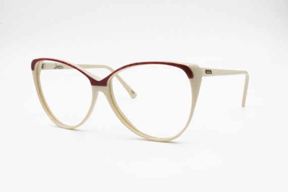 Vintage Cream & Red cat eye frame women by LUCIEN… - image 3