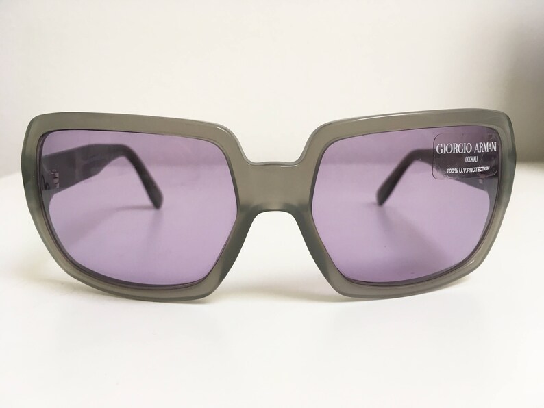 Giorgio Armani 2512 311 squared sunglasses Gray with Violet lenses, Deadstock spectacles New Old Stock image 7