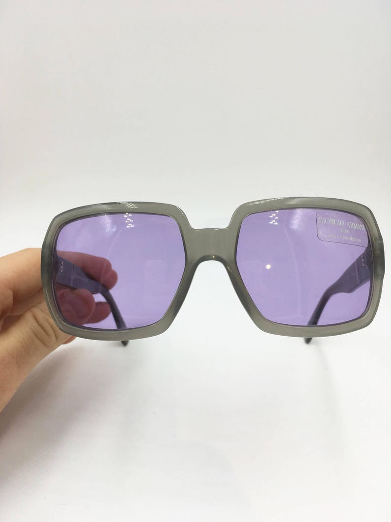 Giorgio Armani 2512 311 squared sunglasses Gray with Violet lenses, Deadstock spectacles New Old Stock image 3