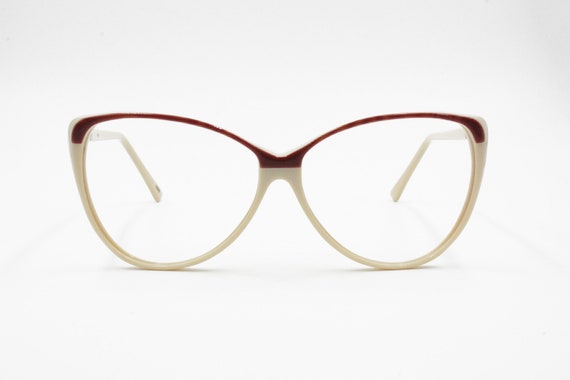 Vintage Cream & Red cat eye frame women by LUCIEN… - image 2