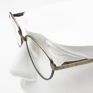 OTTIS DESIGN, Italian 1990s eyeglass frame Golden aged & brown military pattern, semi-ovaloid rims, New Old Stock image 3