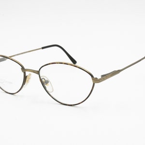 OTTIS DESIGN, Italian 1990s eyeglass frame Golden aged & brown military pattern, semi-ovaloid rims, New Old Stock image 5