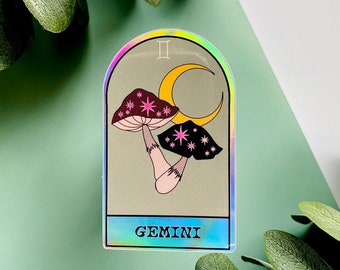 Gemini Zodiac Holographic Sticker | Horoscope, Astrology Celestial Die-Cut Sticker | Witchy, Magic, Astrology, Celestial, Moon
