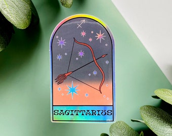 Sagitario Zodiaco Holográfico Pegatina / Horóscopo, Astrología Celestial Die-Cut Sticker / Bruja, Magia, Astrología, Celestial, Luna