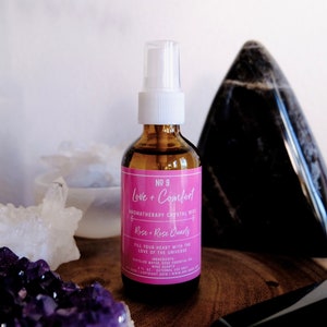 Love + Comfort Aromatherapy Spray | Rose + Rose Quartz Room Mist | Crystal Energy Healing for the Spirit