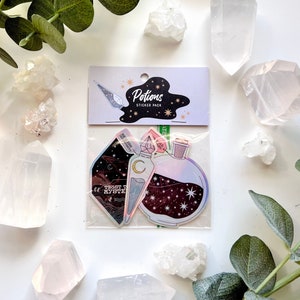 Potions Sticker Pack | Witchy Potions, Inspiring and Encouraging Sticker Set | Celestial Holographic Sticker