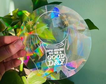 A Good Day Suncatcher Sticker / Inspirational, Fortune Teller, Witchy Rainbow Decal / Witchy, Magic, Astrología, Celestial, Moon