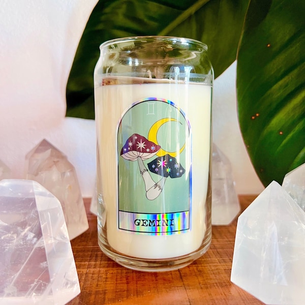 Gemini Zodiac Dressed Crystal Candle | Horoscope Candle Magic, Altar Candle, Astrology Candle, Soy Candle