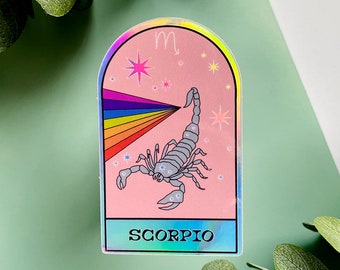 Scorpio Zodiac Holographic Sticker | Horoscope, Astrology Celestial Die-Cut Sticker | Witchy, Magic, Astrology, Celestial, Moon