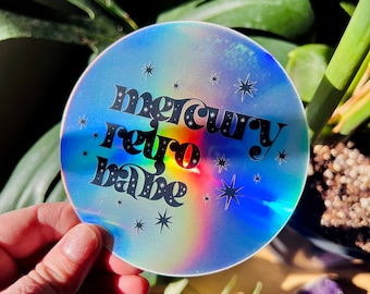 Mercury Retro Babe Holographic Sticker / Rainbow, Celestial, Mercury Retrograde Sticker / Witchy, Magic, Astrology, Celestial
