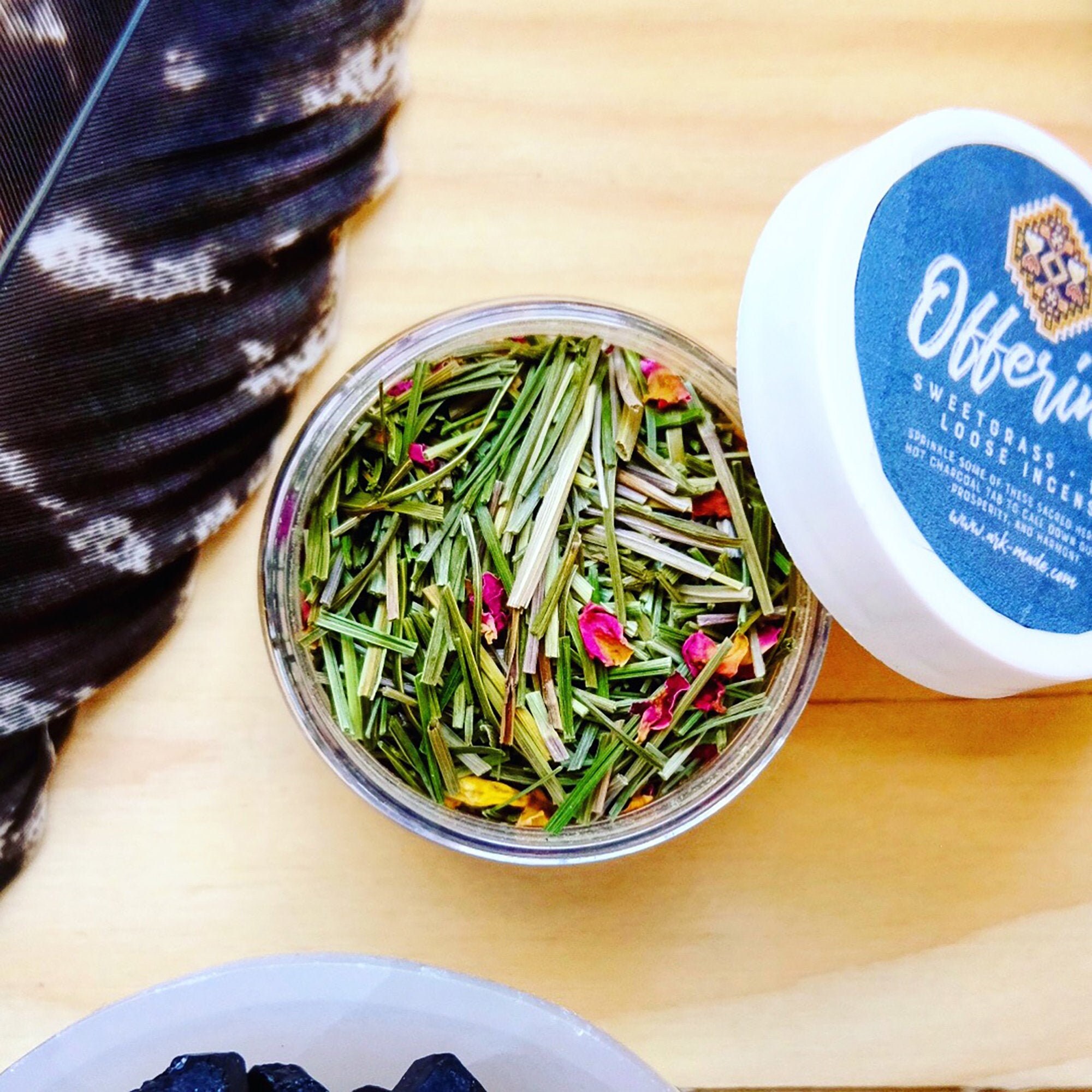 Offerings Loose Incense | Sweetgrass + Rose Herbal Incense to Call Do…