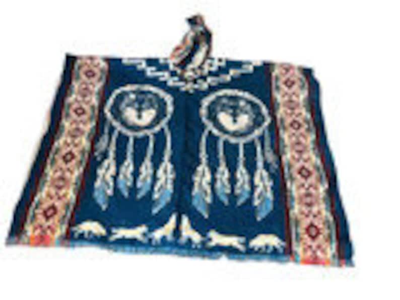 Native Spirit Poncho 1 Alpaca Wool Blue Dream Catcher