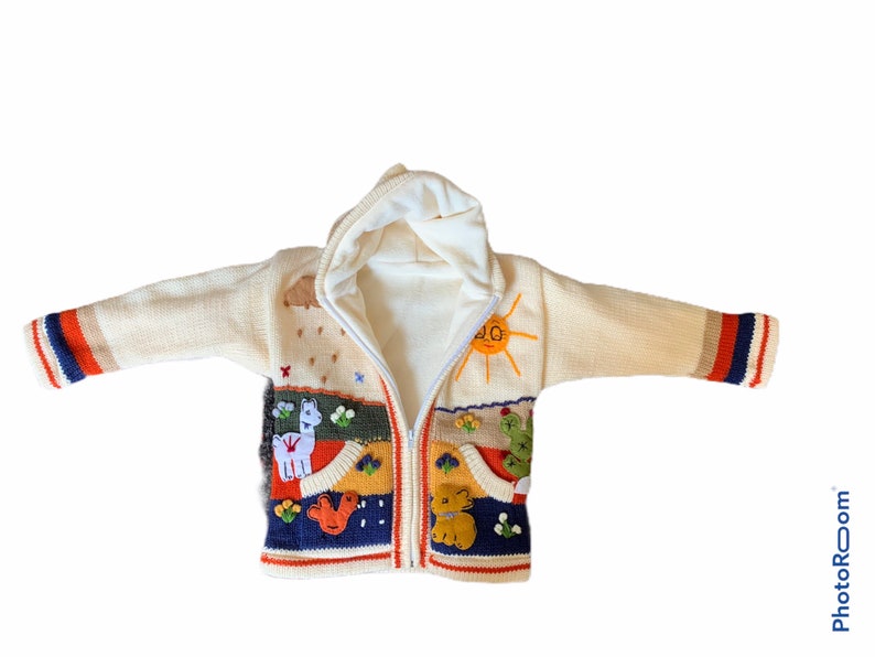 Fleece lined Happy sweaters children off white