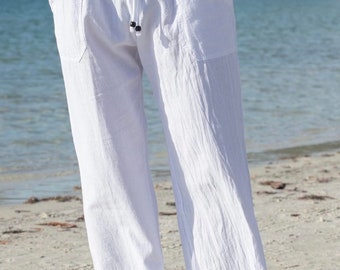 Men's pants organic cotton, adjustable waist, breathable for the body, summer clothing.