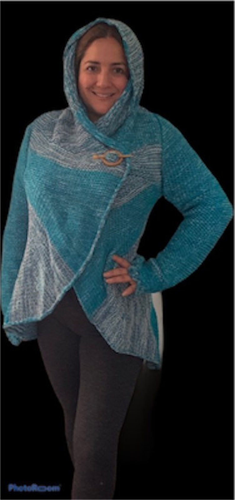 Wrap around sweaters turquoise blue shades image 4