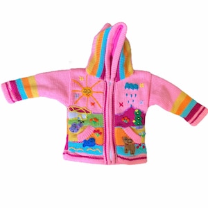 Fleece lined Happy sweaters children light pink