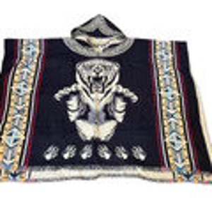 Native Spirit Poncho 1 Alpaca Wool Blue Tiger