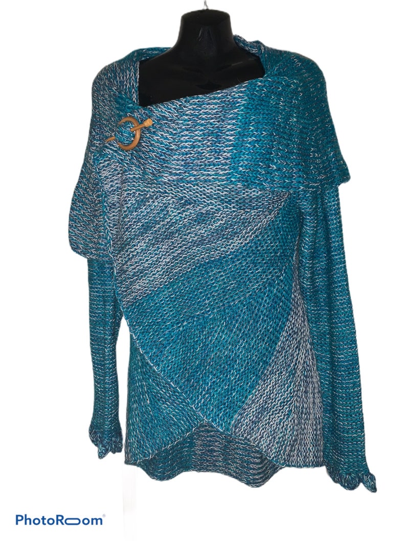 Wrap around sweaters turquoise blue shades image 8