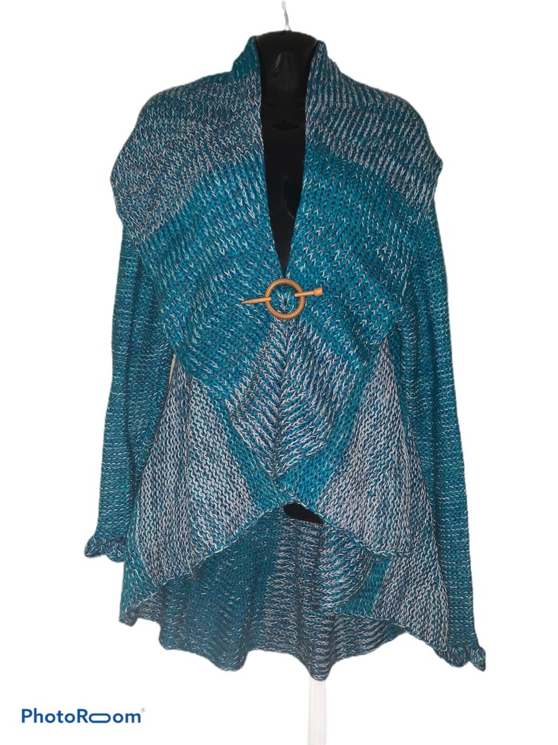 Wrap around sweaters turquoise blue shades image 3