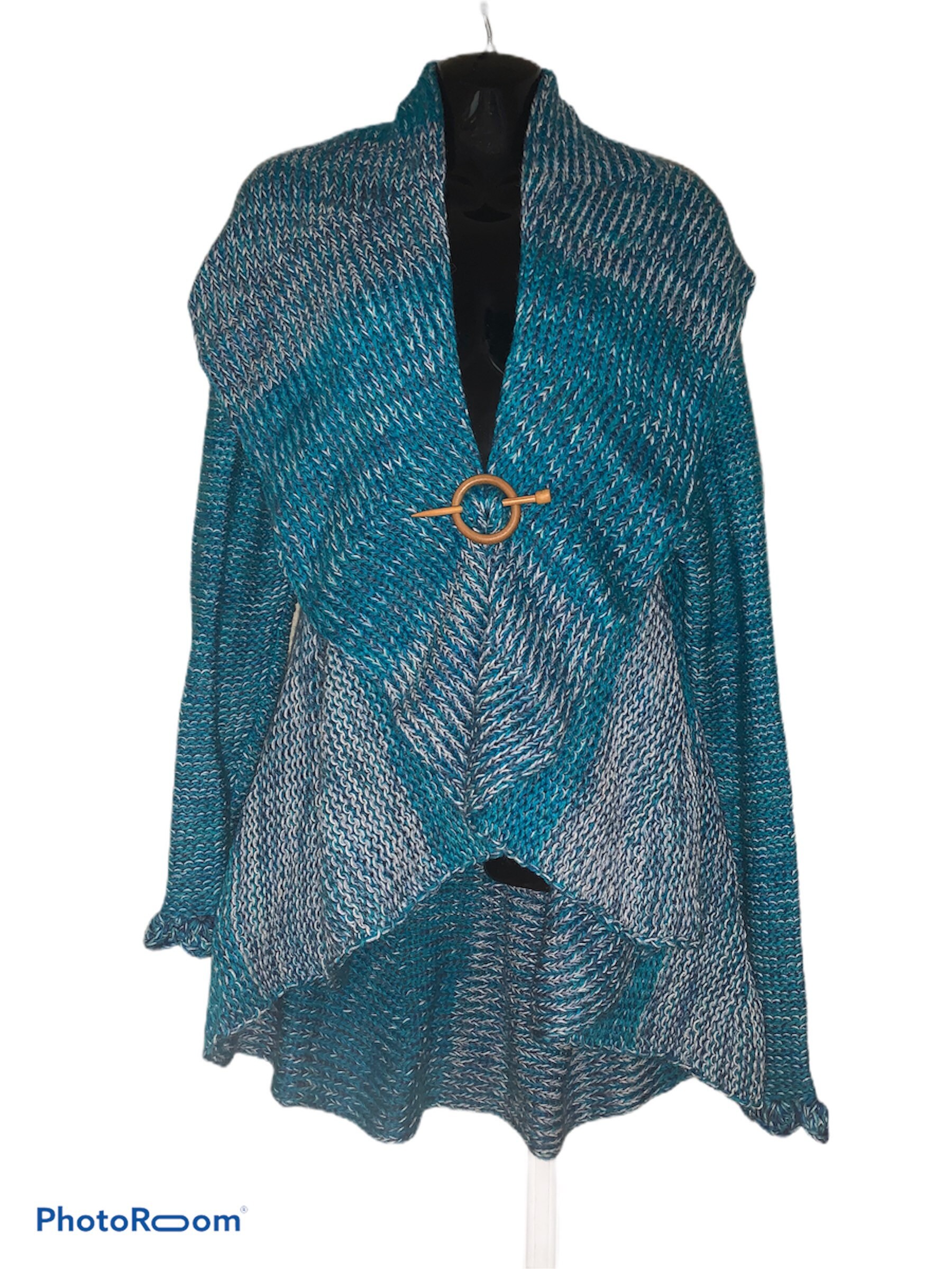 Wrap Around Sweaters Turquoise Blue 