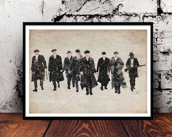 Peaky Blinders wall art A4 watercolour print PeakyFans Tommy Shelby Arthur Shelby Jon Shelby gift for him gift for her home decor Birmingham