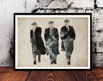 Peaky Blinders Shelby Boys V2 A4 watercolour print PeakyFans Birmingham Tommy Shelby Arthur Shelby Jon Shelby Cillian Murphy watercolor
