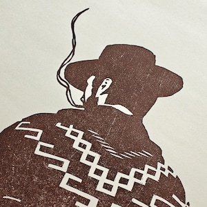 Der Mann ohne Namen Holzschnittdruck, Clint Eastwood, Die Guten, die Bösen und die Häßlichen, Spaghetti Western, Western Poster, handgemachte Wandkunst