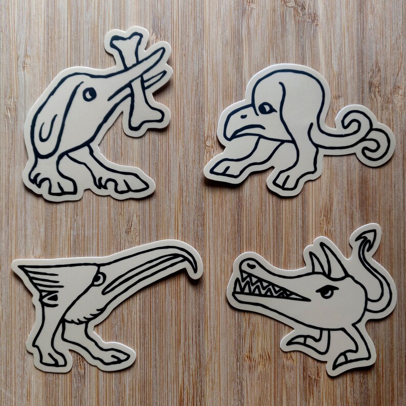 Medieval Marginalia Diecut Vinyl Stickers Etsy