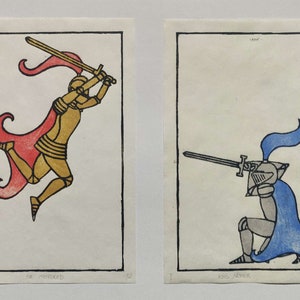 King Arthur & Sir Mordred diptych woodcut print