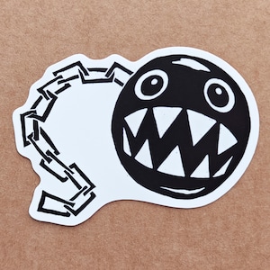 Chain Chomp Aufkleber, Super Mario, Mario Kart, Nintendo, Retro Konsole, Gaming, Gamer, NES, SNES, N64, Die-Cut Vinyl Sticker für Laptop