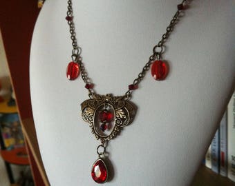 "Red Leaf" baroque gothic necklace
